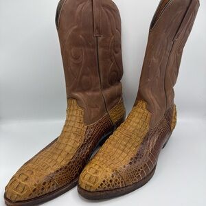 Tony Lama Hornback Caiman Boots Brown / Tan Size 11.5D Custom Made Round Toe